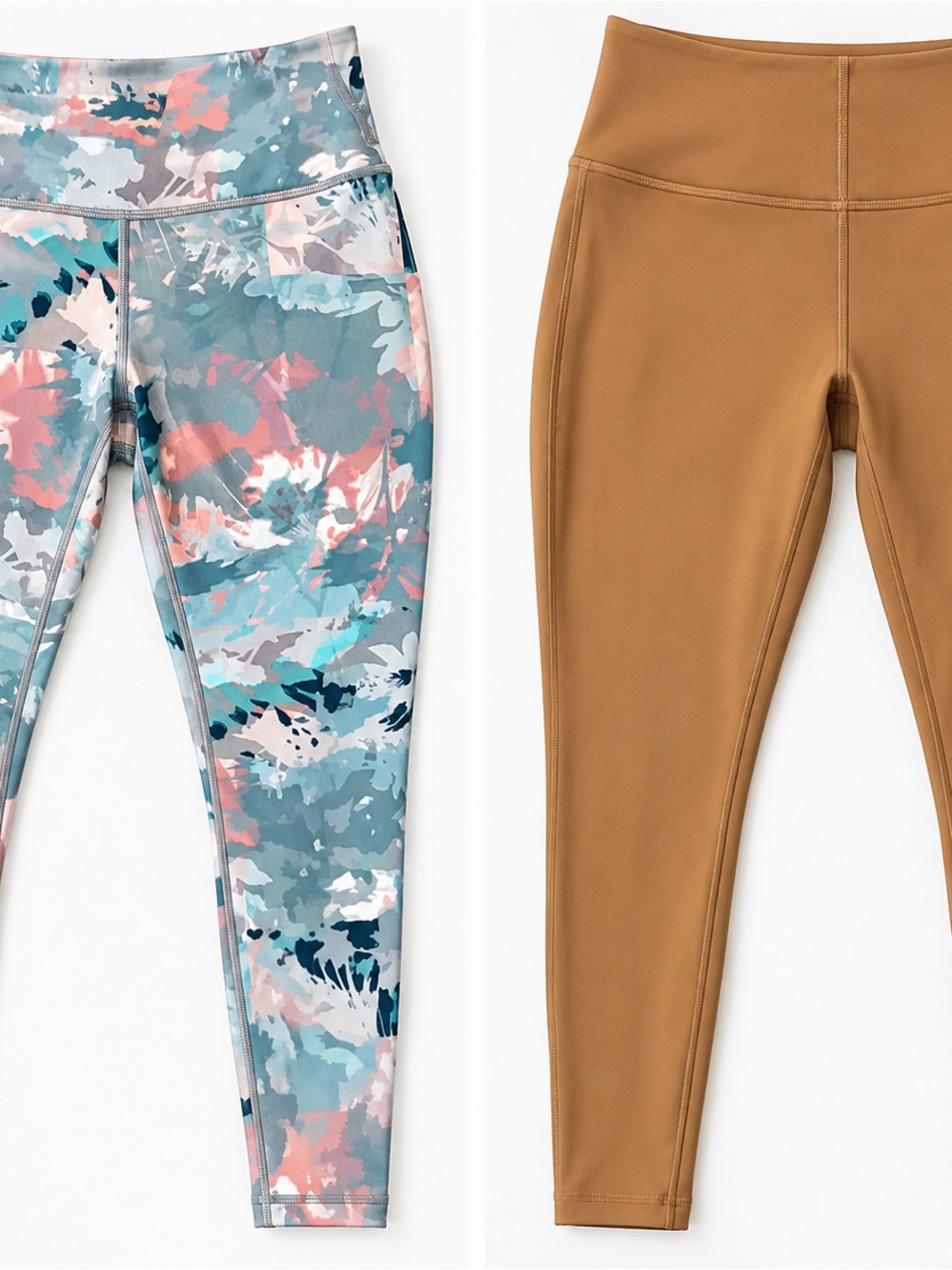 lululemon athletica Teal Floral Print & Camel High-Rise Leggings